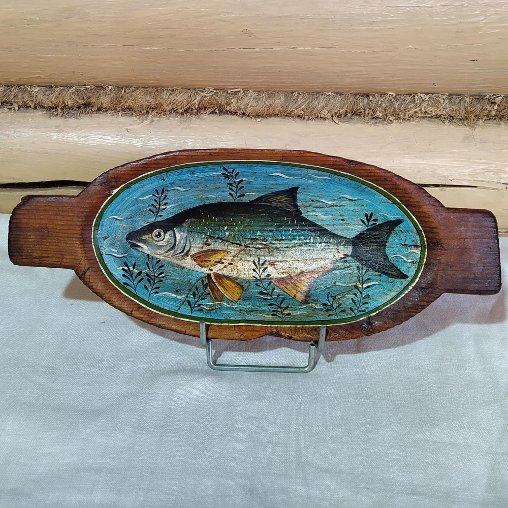 Блюдо-вазочка деревянная старинная "Рыбка"