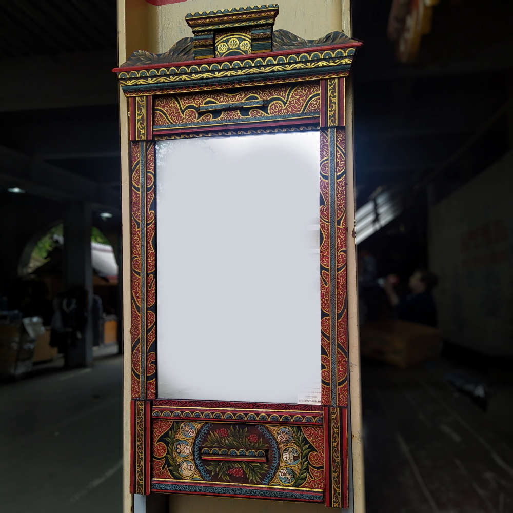 Зеркало на стену старинное с ручной росписью в стиле "Модерн" (Ар-нуво)